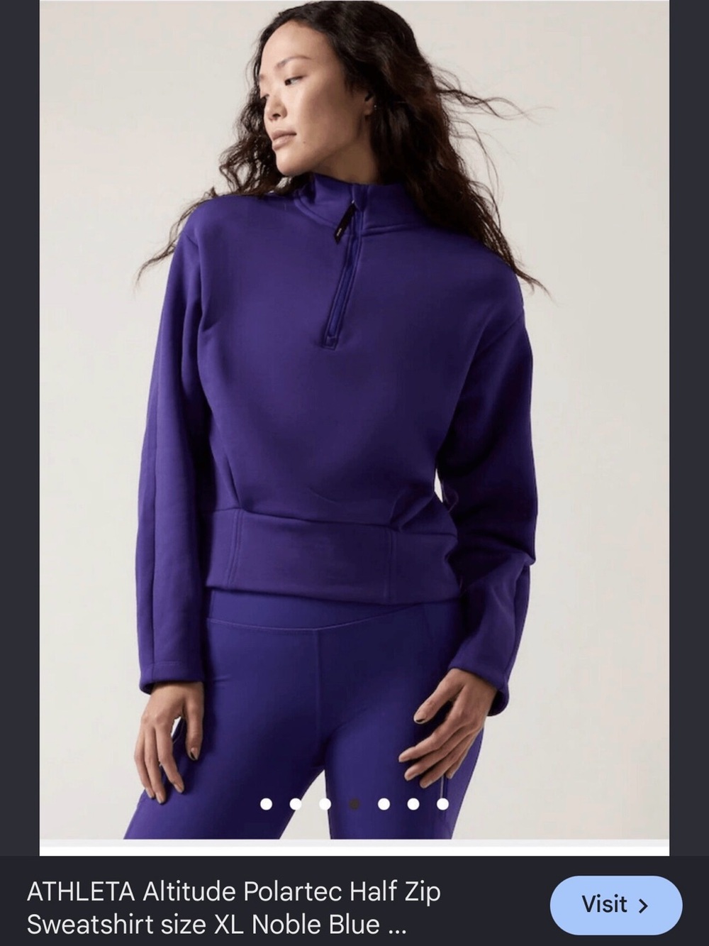 Athleta Noble Blue Polartec Altitude Half-Zip Sweatshirt